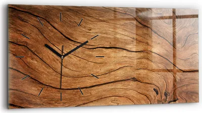 Produktbild von Wallfluent Wanduhr – Stilles Quarzuhrwerk - Uhr Dekoration Wohnzimmer Schlafzimmer Küche - Zifferblatt mit Strichen - schwarze Zeiger - 60x30 cm - Altes Holz