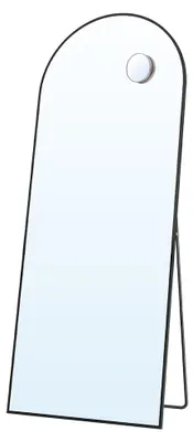 Produktbild von Gebogener Ganzkörperspiegel mit Vergrößerungsspiegel und Sicherheitsglas | Schwarz | 165 x 60 cm