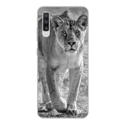 Produktbild von MuchoWow® Handyhülle Schutzhülle Hülle für Samsung Galaxy A70 Löwe - Schwarz - Weiß Silikon Softcase Handy Hülle - Schutzhaube