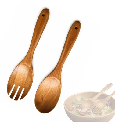 Salatbesteck aus Akazienholz, 30,5 cm, handpoliert