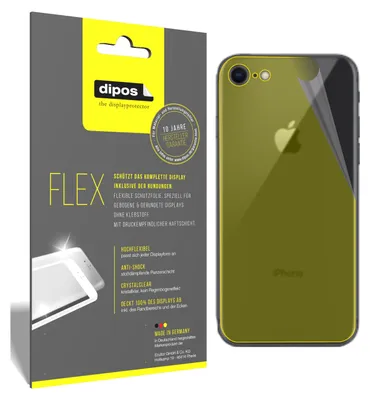 Produktbild von 2x Schutzfolie für Apple iPhone SE (2020) Rückseite Folie, 100% Displayabdeckung, dipos Flex