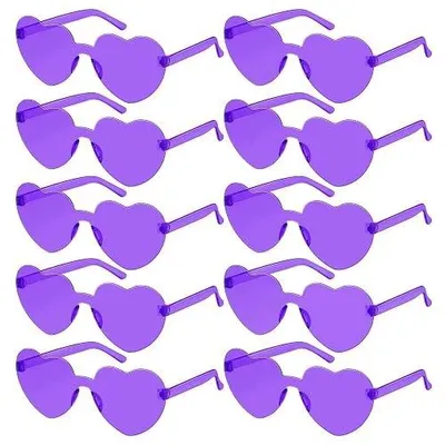 Zdjęcie produktu dla Okulary serce kolorowe gradientowe dziewczęce prezent imprezowe 10 szt.