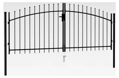 Produktbild von Doppelflügeltor mit Speerspitzen aus Stahl 3 x 1,25 m Schwarz