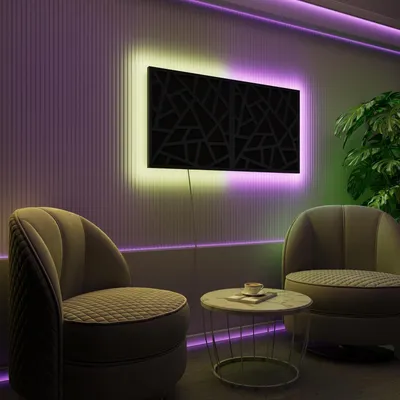 Zdjęcie produktu dla Zestaw 2 paneli akustycznych LED z podświetleniem RGB do systemu Echo Control | Panele dźwiękochłonne z podświetleniem | 2x SKYROSS-Grouped | Czarne