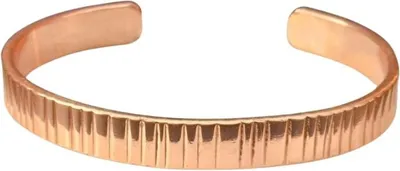 Produktbild von Indisches Armband aus reinem Kupfer, Orient-Design, kunstvoll geschnitzte Rillen