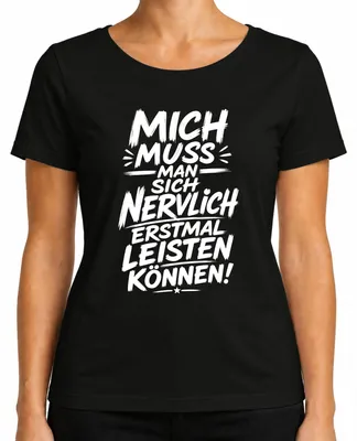 Imagen del producto de Camiseta para mujer, negra, talla S, con el mensaje sarcástico: "Primero hay que poder con mis nervios"