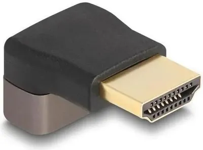 Produktbild von DeLOCK HDMI Adapter Stecker zu Buchse 90° oben gewinkelt 8K 60 Hz grau Metall, HDMI, HDMI, Schwarz, Grau