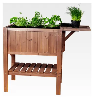 Produktbild von Hochbeet mit Tisch Cube 1 - Gemüse- und Kräuterbeet für Balkon und Terrasse