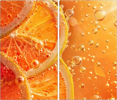 Produktbild von Spritzschutz Herdabdeckplatte Schneidebrett aus Glas Spritzige Orange 2-Teilig (60x52cm)