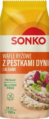Zdjęcie produktu dla Sonko Wafle Ryżowe Z Pestkami Dyni I Algami Morskimi 130 G (14 Sztuk)