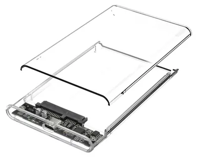 Obrázek produktu pro 2.5palcové pouzdro na pevný disk typu C Průhledný kryt HDD Vysokorychlostní přenos Snadná instalace pro 2,5palcový SATA HDD/SSD (neobsahuje pevný disk)