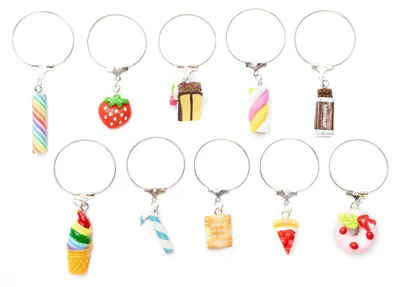 Produktbild von 10x Glasmarkierer Glasmarker Party Miniblings Glasanhänger Essen süß bunt