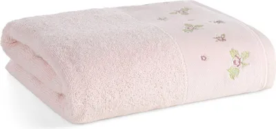 Obrázok produktu pre EUROFIRANY | Uterák - osuška - ružová - 70 x 140 cm - s kvetinovou výšivkou - bavlna