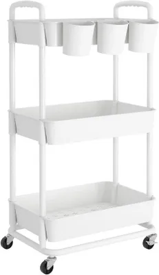 Immagine prodotto di Pratico carrello a 3 ripiani, bianco, in plastica