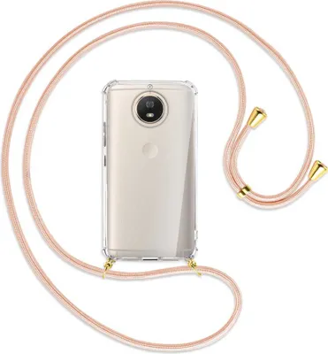 Produktbild von Handykette Backcover-Schutzhülle mit Band (Metall goldfarben) für Motorola Moto G5S - rose peach