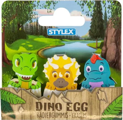 Produktbild von 3 Radiergummis / Radierer / "Dino"