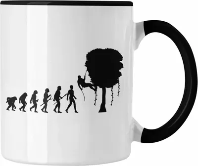 Produktbild von Trendation - Klettern Tasse Geschenk für Kletterer Grafik Evolution Outdoor Klettern Sport Baum (Schwarz)