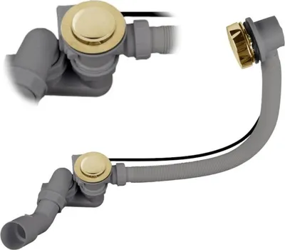 Produktbild von Aqua For You |  Siphon Badewanne - Gold - Automatisch - Badezimmer Zubehör - Drehknopf - Hochwertiger Kunststoff - Metallstopfen