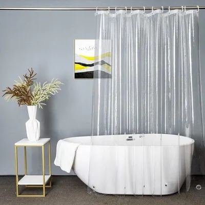 Zdjęcie produktu dla Przezroczysta zasłona prysznicowa 180 x 200 cm, 3 magnesy, wodoodporna, odporna na pleśń, tworzywo PEVA