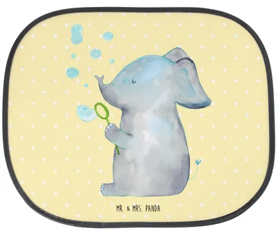 Produktbild von Mr. & Mrs. Panda Sonnenschutz Auto Elefant Seifenblasen - Gelb Pastell - Geschenk, Hitzeschutz, pkw, Liebesspruch, Rüsseltier, Sonnenblende, Liebe, Lustige Sprüche