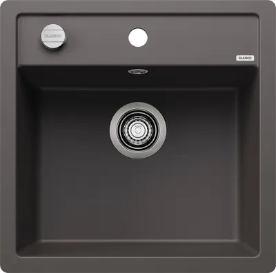 Produktbild von BLANCO DALAGO 5-F, SILGRANIT, felsgrau, mit Ablauffernbedienung, keine Beckenlage, 500 mm Untermaß, Aufsatzwanne, Rechteckig, Silgranit, Grau, 1 Becken, Rechteckig