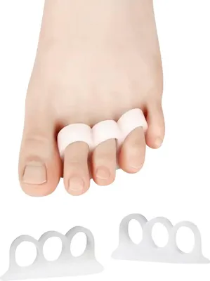 Produktbild von 6er-Pack Zehenspreizer, Hammerzehen-Glätter, drei Paar 3-Schlaufen-Zehenspreizer für Ballenzehen-Korrektor für Männer und Frauen, Zehenspreizer für Yoga, überlappende Zehen, Ballenzehen-Linderung