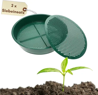 Produktbild von Gartensieb Erde 2in1 Erdsieb für Garten Sieb Sandsieb Erdsieb Fein Steinsieb Grob Schüttelsieb Schuttsieb Siebkorb 2 Siebeinsätze Gartensieb 4 - 6 mm Ø38cm