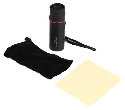 Productafbeelding van Waterdicht zwart monocular-telescoop met optische zoom, 30 x 25, 7-voudige vergroting, geschikt voor buitengebruik