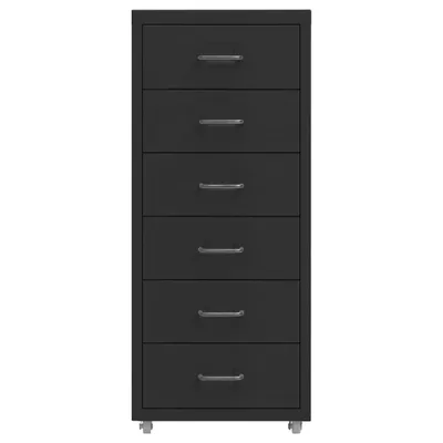 Image de vidaXL Armoire de classement à roulettes noire 28x41x69 cm Métal