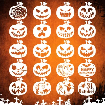 20 Halloween-Schablonen, wiederverwendbar, 15x15 cm, Kunststoff