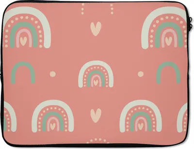 Produktbild von MuchoWow® Laptop Hülle 15 Zoll Mädchen - Regenbogen - Herzen - Muster - Mädchen - Rosa - Kinder - Kind Laptoptasche - Laptoptasche - Sleeve - Rundum-Schutz