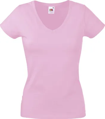 Produktbild von Fruit Of The Loom Lady-Fit Valueweight Damen T-Shirt, V-Ausschnitt BC1361 (S) (Rosa)
