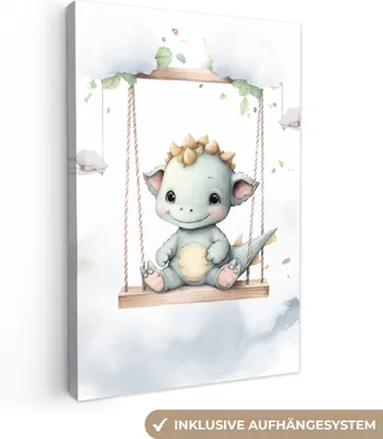Produktbild von MuchoWow® - Leinwandbilder - Drache - Tierbaby - Kinder, Wandbild, Wanddeko Bilder Wohnzimmer, 20x30 cm