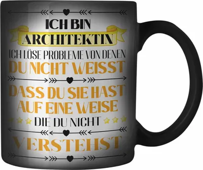 Produktbild von Trendation - Architektin Geschenk Farbwechsel Zauber-Tasse Karabiner Farbwechsel Zauber-Tasse Edelstahl für Architektin Frauen Spruch (Schwarz)