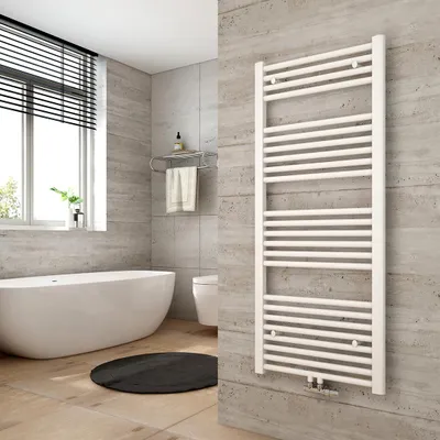 Produktbild von Heilmetz Badheizkörper Weiß 1200x500 mm, Handtuchtrockner aus Q195-Stahl, Mittelanschluss 50mm, 513W Handtuchheizkörper für Badezimmer Ohne heizstab