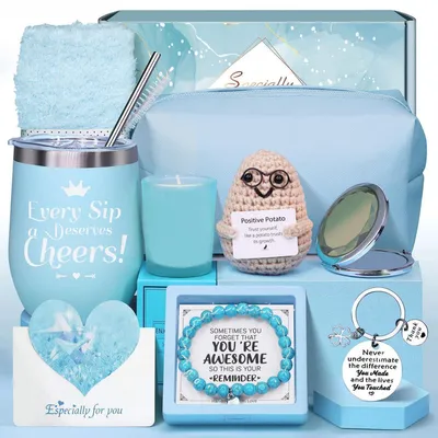 Immagine prodotto di Set regalo per donna, composto da una trousse, un braccialetto e uno specchio, colore blu