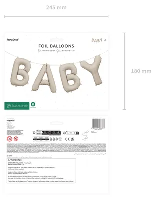 Immagine prodotto di Palloncino in foil con scritta "BABY" 140x43cm | Beige opaco