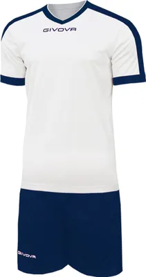 Imagen del producto de Kit de fútbol Givova Revolution, camiseta y pantalones cortos, color blanco/azul