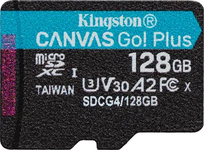 Obrázek produktu pro Kingston Technology 128GB microSDXC karta Canvas Go! Plus Gen4 200R A2 U3 samostatné balení bez adaptéru, 128 GB, MicroSD, Třída 10, UHS-I, 200 MB/s, 100 MB/s