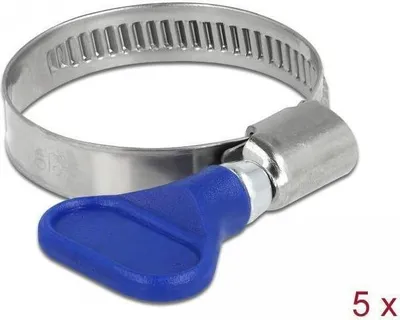 Immagine prodotto di DELOCK Schlauchschelle, Flügelmutter 25-40mm 5 Stk. blau