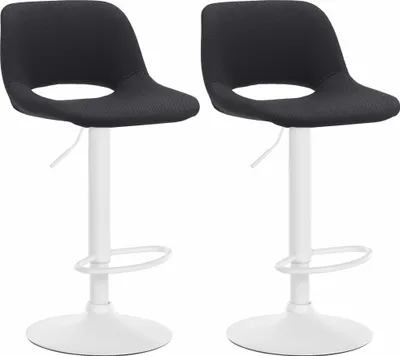 Produktbild von CLP 2er Set Barhocker Camden Stoff drehbar und höhenverstellbar schwarz Material Gestell Metall matt weiss