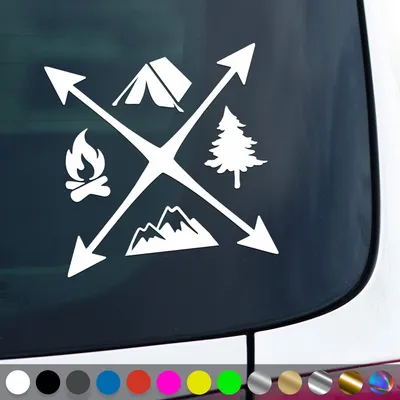 Produktbild von PantherPixel Camping Aufkleber Wandern Camper Bus Wohnmobil Zelten Sticker Auto Geschenkidee Farbe Weiss