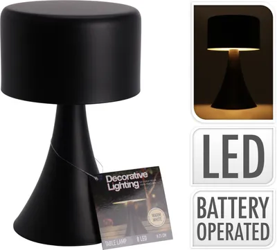 Image de Lampe de table noire sans fil à 8 LED pour la maison et le bureau
