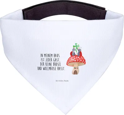 Produktbild von Mr. & Mrs. Panda Hundeschal Marienkäfer Fliegenpilz - Weiß - Geschenk, Halstuch Hund, Haus, Zuhause, Hundehalstuch, Wohnung, Tuch, Fleigenpilzhaus, Für Hunde