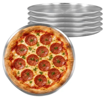 6er-Set runde Pizzableche aus Edelstahl, 30 cm, Silber