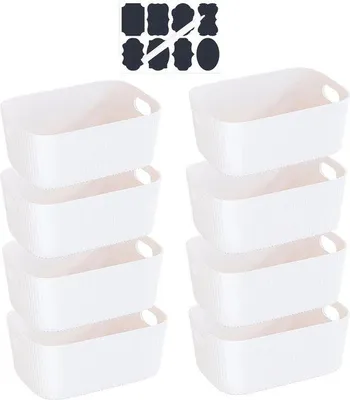 Productafbeelding van Set van 8 Kunststof Opbergdozen met Handgrepen - Organizer voor Keuken en Badkamer