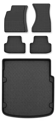 Image de Tapis en caoutchouc + bac de coffre pour Audi A7 2011- – 5 pièces, noirs, semi-universel, adapté