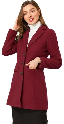 Produktbild von Allegra K Damen Einreihiger Peacoat A Linie Wintermantel