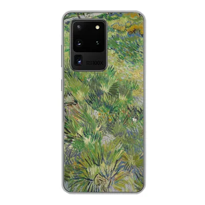 Produktbild von MuchoWow® Handyhülle Schutzhülle Hülle für Samsung Galaxy S20 Ultra Grasige Wiese mit Blumen und Schmetterlingen - Vincent van Gogh Silikon Softcase Handy Hülle - Karteninhaber