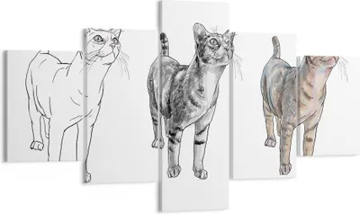 Produktbild von Bild auf Leinwand - Leinwandbild - Katzen Tiere Kinder Illustration - 125x70cm - Wand Bild - Wanddeko - Leinwanddruck - Bilder - Kunstdruck - Leinwand bilder - Wandkunst - EA125x70-3211